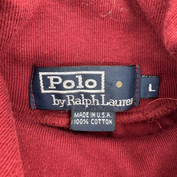 Polo Ralph Lauren Turtleneck Men Large Burgundy Cotton Long Sleeve USA Made 8204 - Picture 5 of 8
